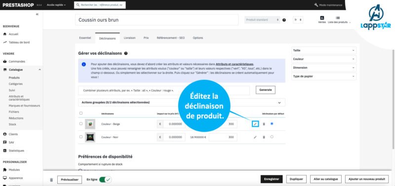 Prestashop : Gestion des attributs de déclinaisons de produits 1